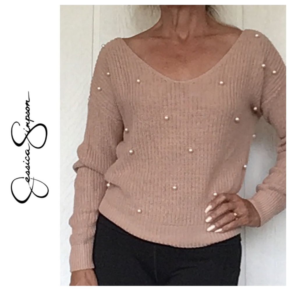 JESSICA SIMPSON KNIT PEARL SWEATER NWT EXTRA SMALL